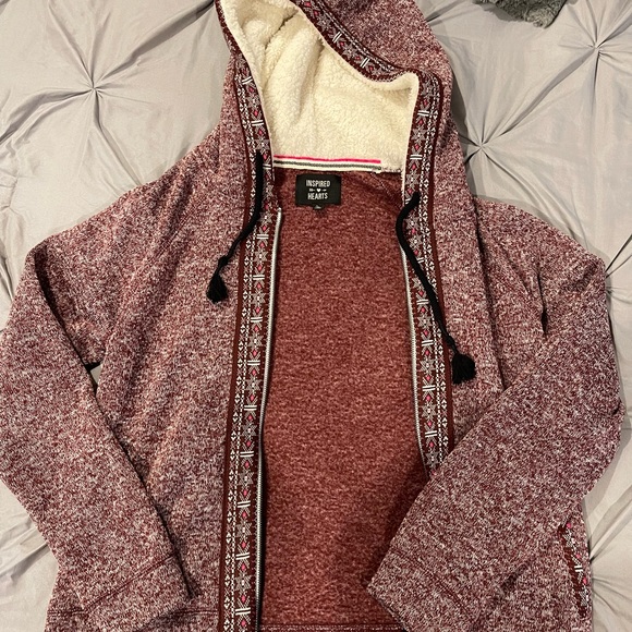 Inspired Hearts Red Hooded Sweater - Picture 2 of 10